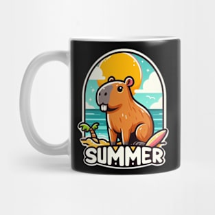 Cute summer capybara on the beach Mug